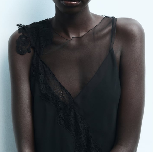 ZARA Combination Lace Dress Maxi - Picture 8 of 8